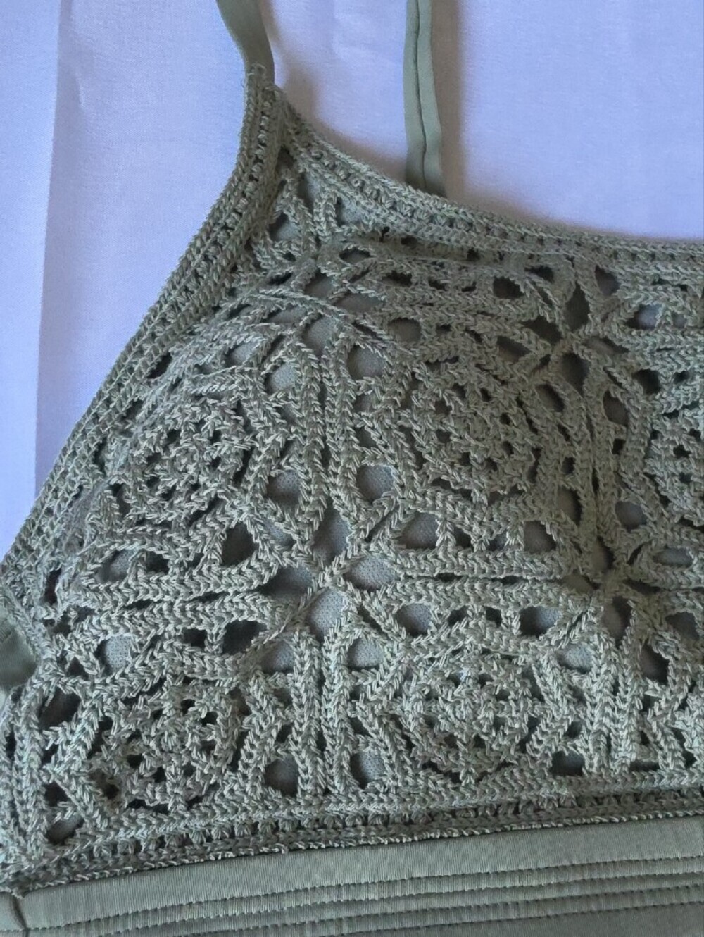 Freshwater Crochet Bralette Bikini Top - Sage Green - Picture 3 of 5